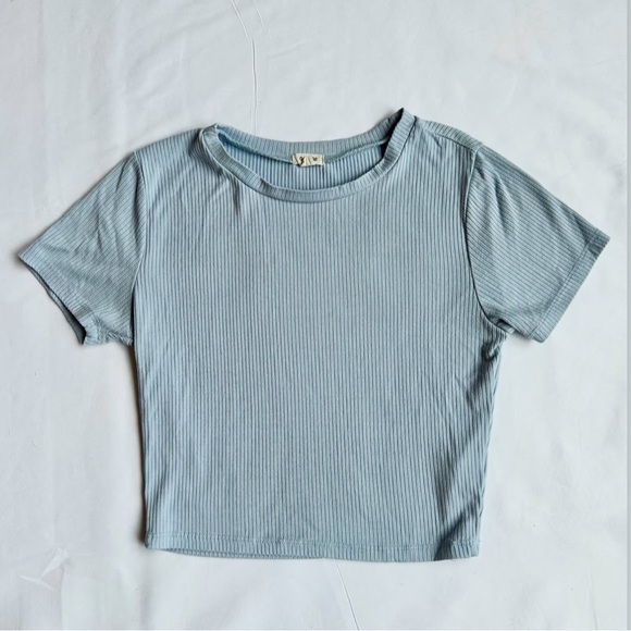 Garage Light Blue Ribbed Women's Top - Picture 1 of 1